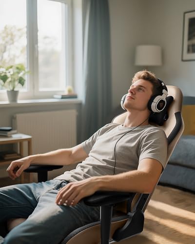 AutoFull Chaise Gaming Ergonomique en Cuir PU, Fauteuil Gamer avec Hauteur D'assise et Inclinaison Réglables, Appui-tête