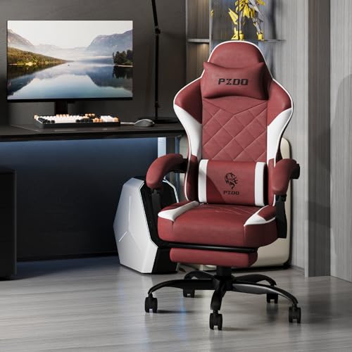 Chaise gamer ergonomique PZDO rouche, confortable et réconfortante pour adolescent et adulte, avec support lombaire et r