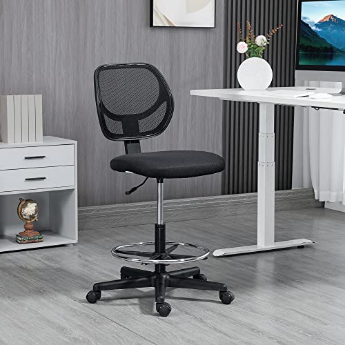 Vinsetto Chaise de Bureau Haute en Maille pour Travailleurs Assis Ergonomique avec Repose-Pied Pivotant Noir
