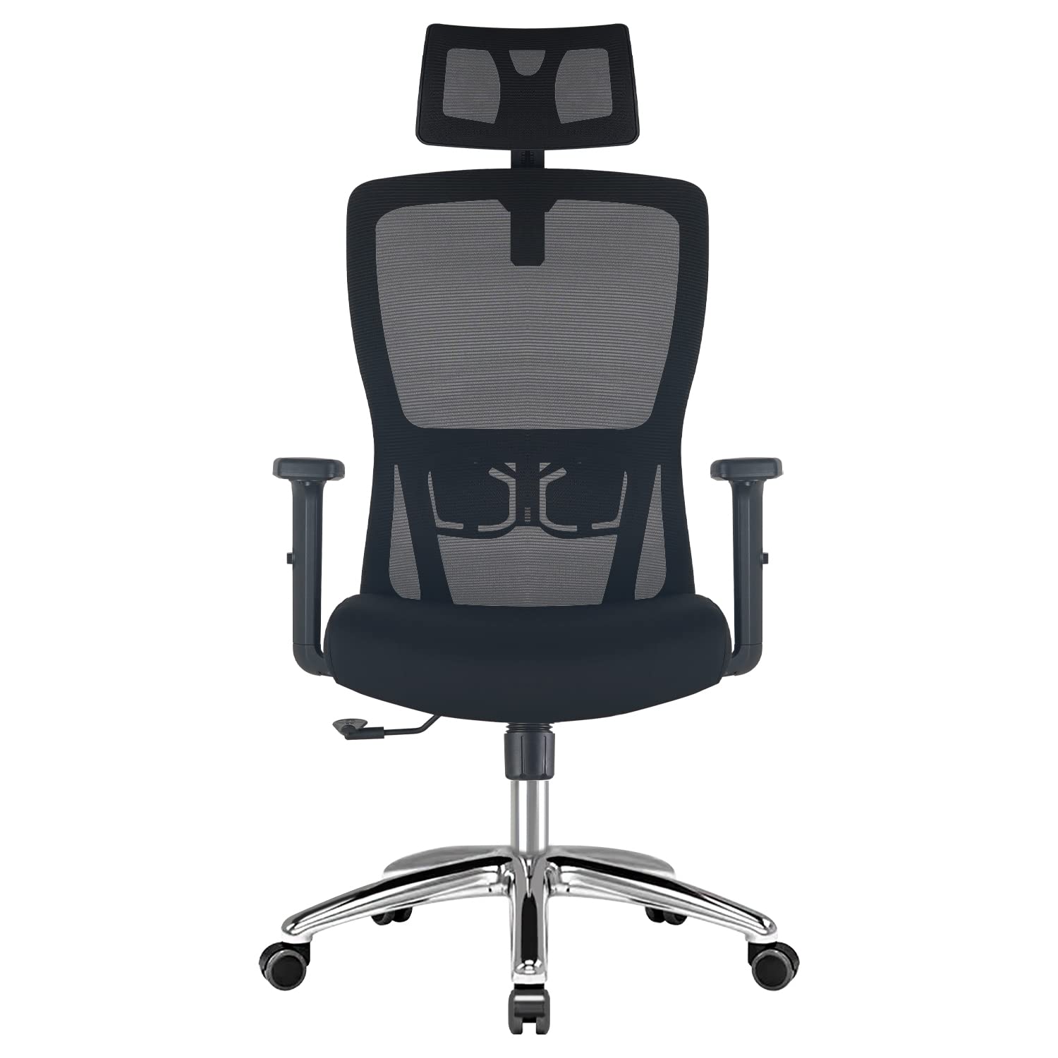 Chaise Bureau Durrafy Ergonomique Noir, Roullettes Appuie-Tête Accoudoir Réglables, Maille Respirante Support Lombaire R