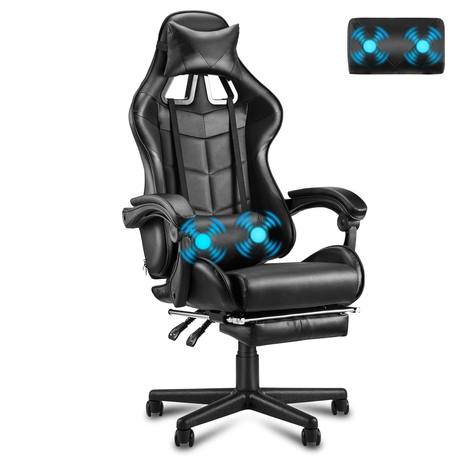 Soontrans Chaise Gaming Massante Siege Gaming pour Youtube Livestream Fauteuil Pivotant