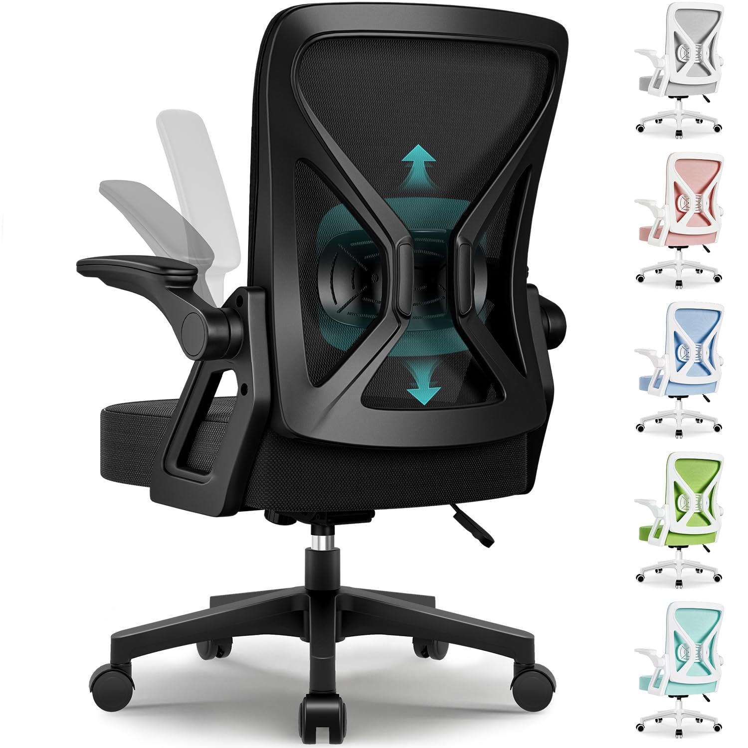 Airchros Chaise Ergonomique avec Soutien Lombaire Ajustable 6 cm, Siege Bureau Résistant 150 kg, Fauteuil de Bureau à Ac