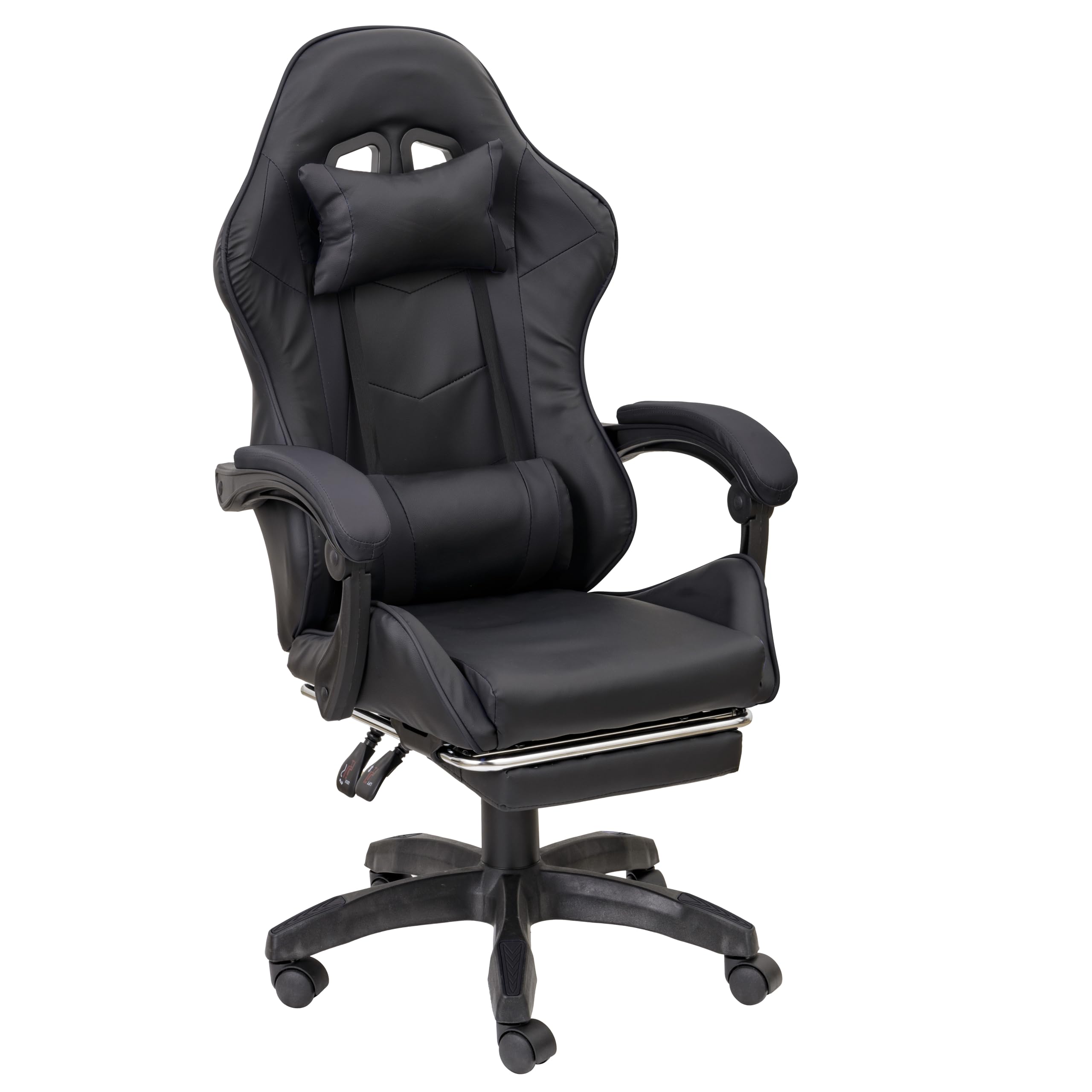 Baroni Home Chaise Gaming Ergonomique Inclinable à Hauteur Réglable - Chaise Bureau avec Soutien Lombaire et Repose-Pied