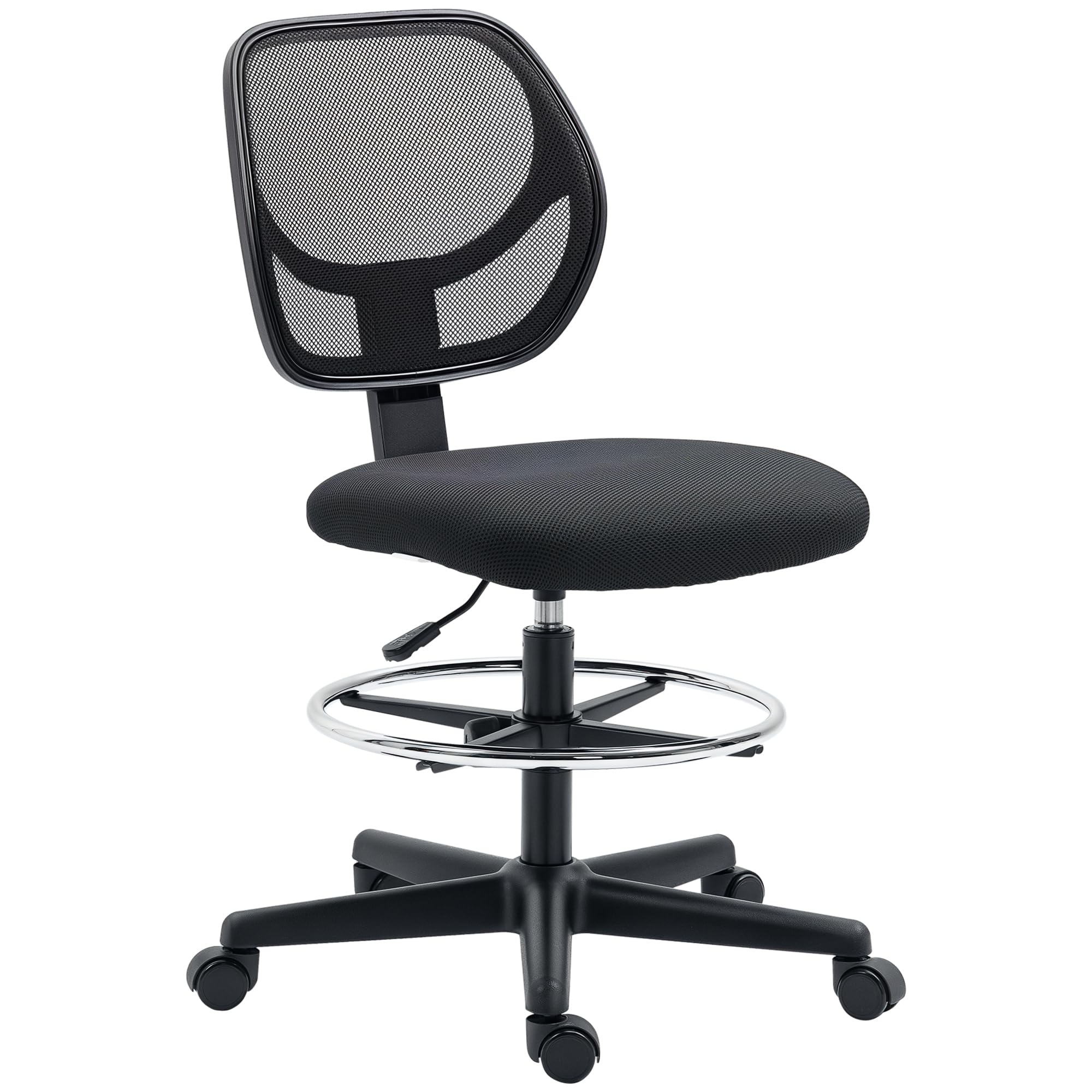 Vinsetto Chaise de Bureau Haute en Maille pour Travailleurs Assis Ergonomique avec Repose-Pied Pivotant Noir